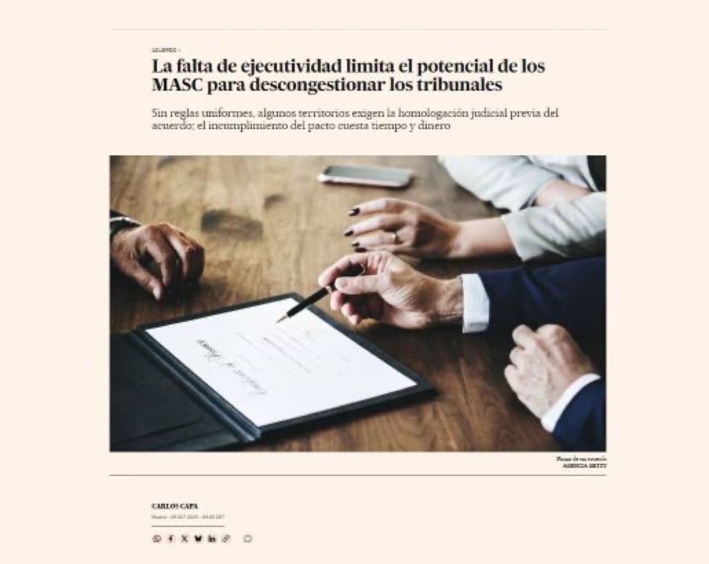 Imagen del artículo MASC: La falta de ejecutividad limita el potencial de los MASC para descongestionar los tribunales sobre Madrid